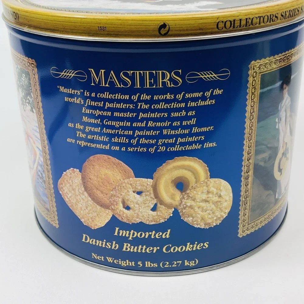 Danish Holiday Cookie Tin The Masters Large Round 7.5x9